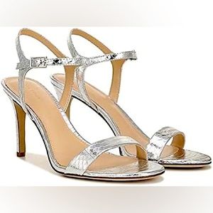 NIB Via Spiga Madeleine Silver Leather Stiletto Sandal 10
